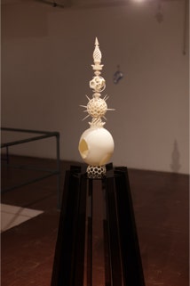 view of 'Tower of Entrotopia' sculpture by Seppe De Roo