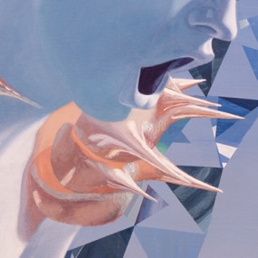 closeup ‘leviathan’ - painting by seppe de roo - acrylic on canvas - 200 x 200 cm - 2021