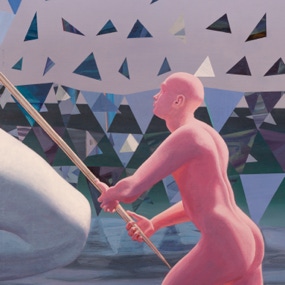 closeup ‘leviathan’ - painting by seppe de roo - acrylic on canvas - 200 x 200 cm - 2021